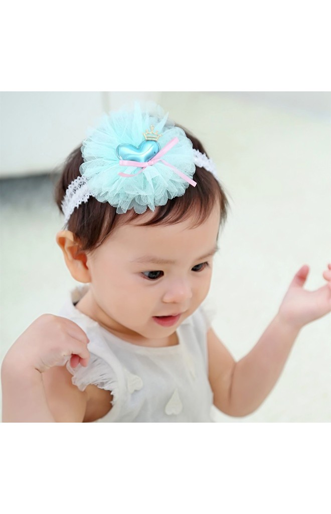 สายคาดผมหัวใจแต่งผ้าโปร่งฟูน่ารัก