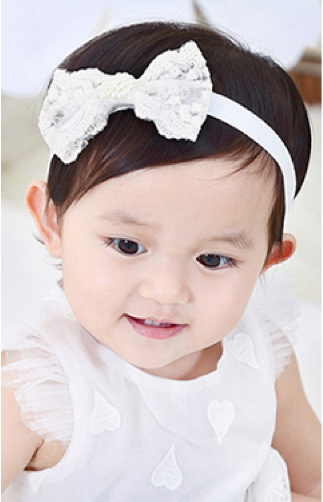 สายคาดผมโบว์ลูกไม้ครีม สายคาดผมโบว์ลูกไม้ครีม