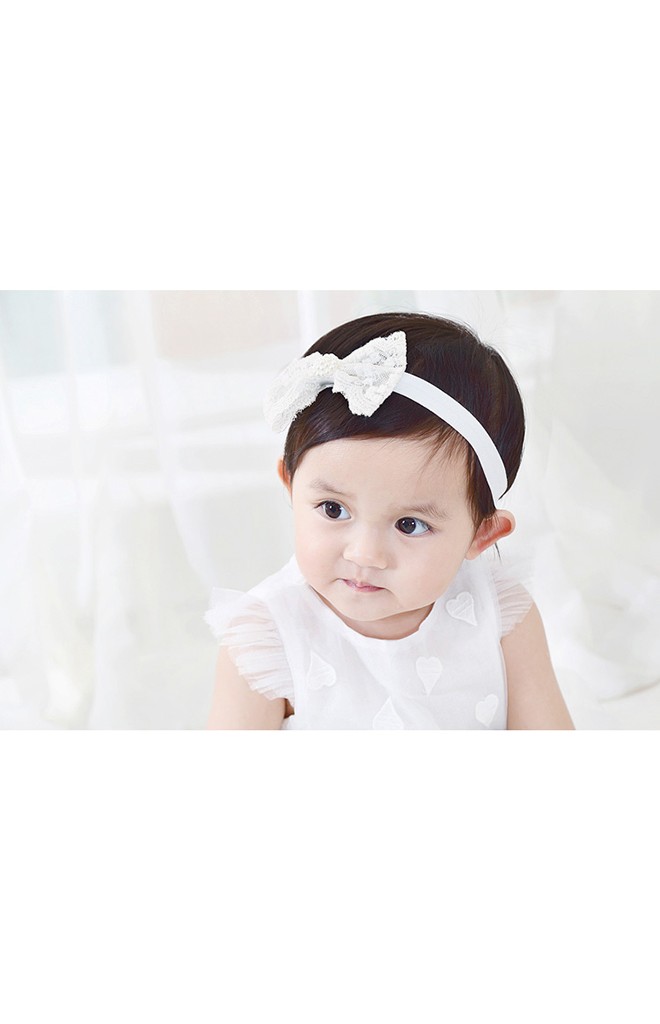 สายคาดผมโบว์ลูกไม้ครีม