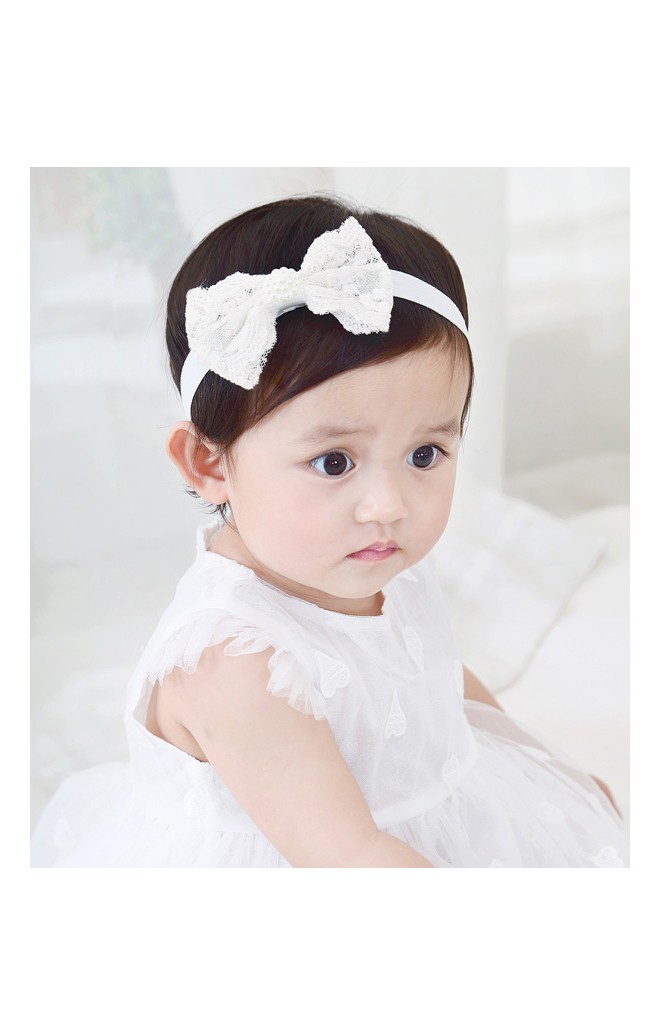 สายคาดผมโบว์ลูกไม้ครีม