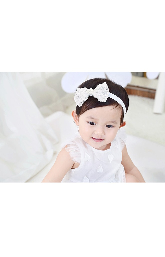 สายคาดผมโบว์ลูกไม้ครีม