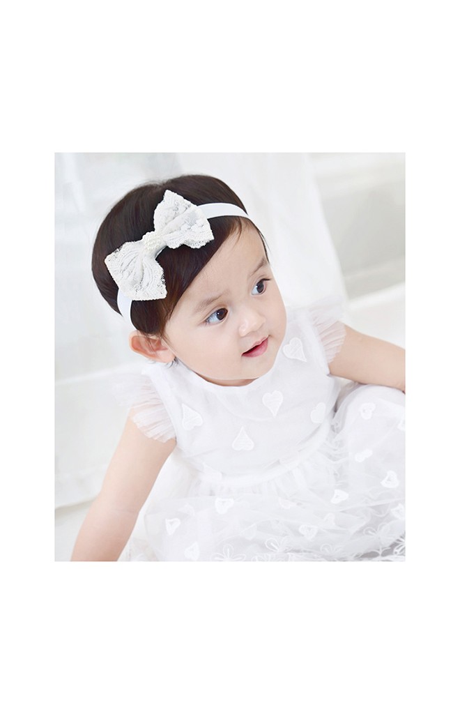 สายคาดผมโบว์ลูกไม้ครีม