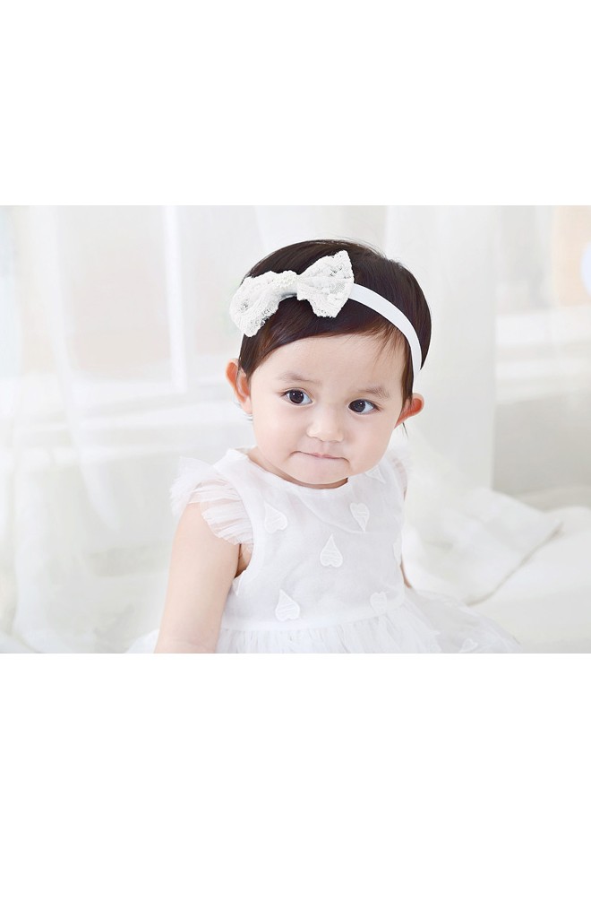 สายคาดผมโบว์ลูกไม้ครีม