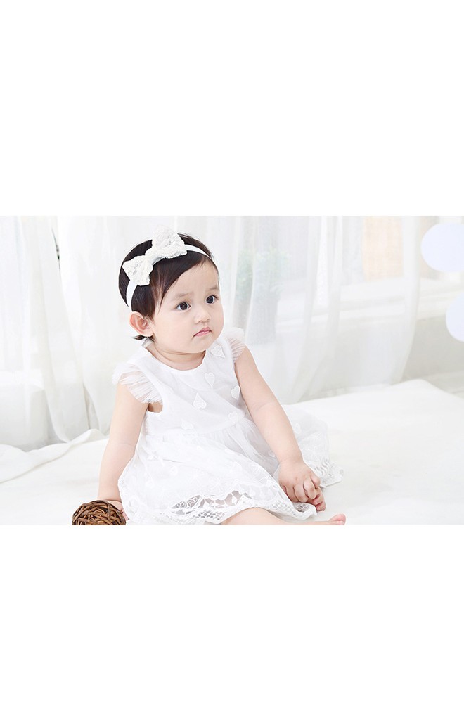 สายคาดผมโบว์ลูกไม้ครีม