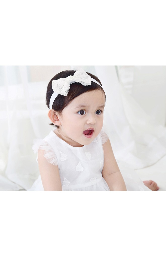 สายคาดผมโบว์ลูกไม้ครีม
