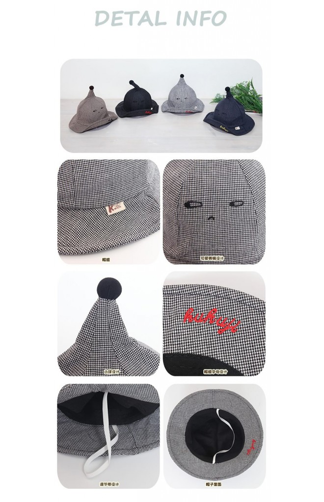 หมวกปีกกว้างยอดแหลม ปักหน้าการ์ตูน KUKUJI
