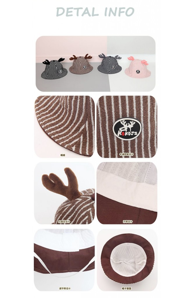 หมวกปีกรอบลายทางแต่งเขากวาง KUKUJI