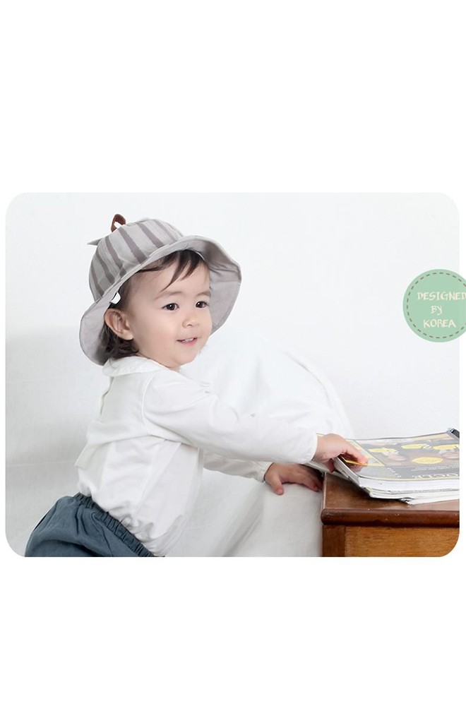 หมวกปีกรอบลายแตงโม ผ้าลูกฟูก KUKUJI