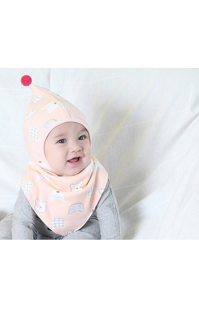 หมวกผูกคางยอดแหลมลายน่ารักปลายแต่งปอมปอม