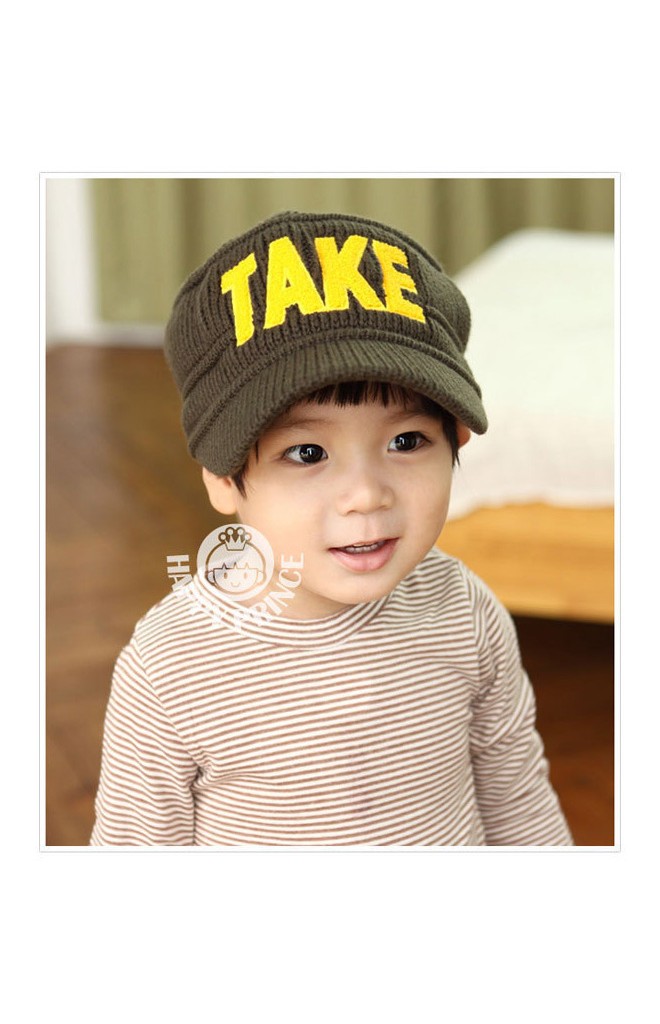 หมวกเด็ก TAKE แต่งตัวอักษรฟูๆ หมวกเด็กแนวเกาหลี