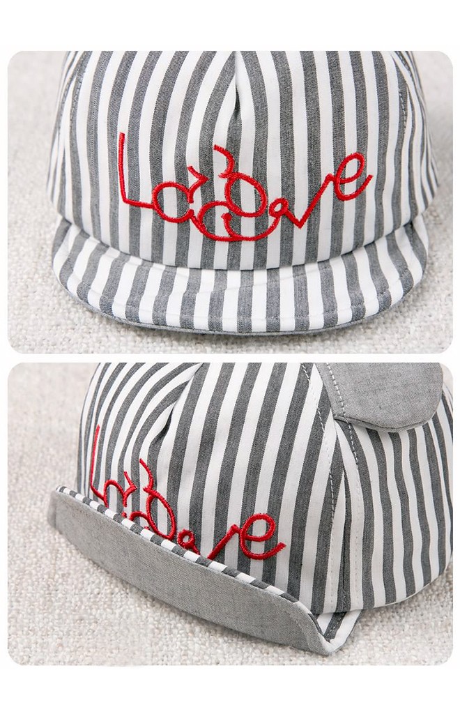 หมวกแก๊ปเด็กลายทางปักมิกกี้อักษร Love แต่งหูน่ารัก GZMM