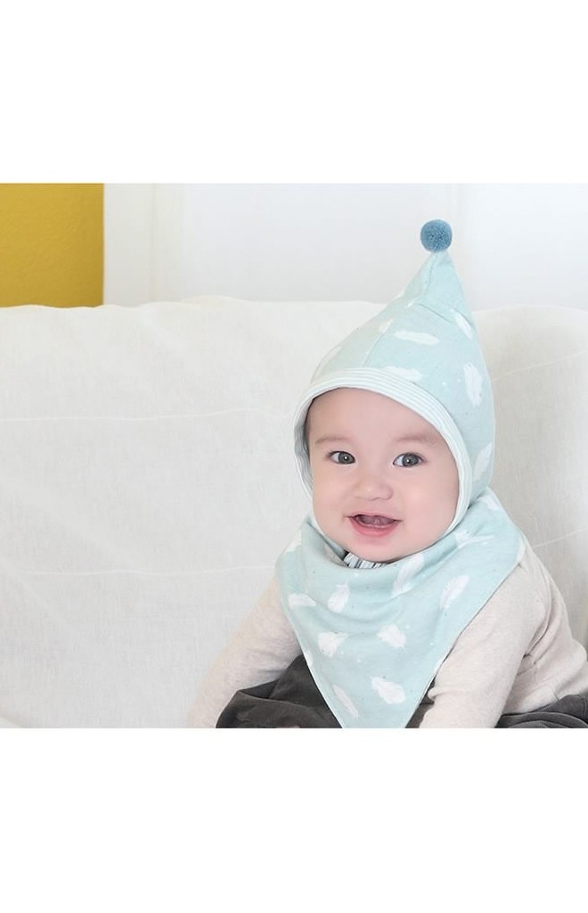 เซ็ตหมวกเด็กยอดแหลมลายน่ารักมาพร้อมผ้ากันเปื้อนสามเหลี่ยม