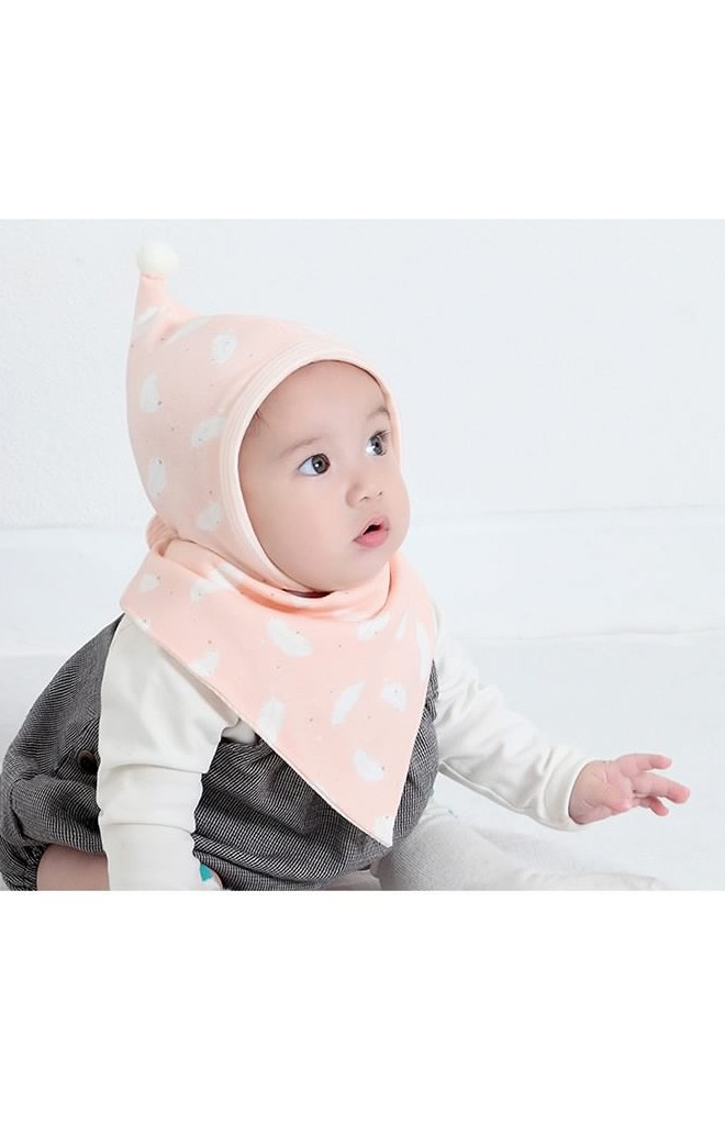 เซ็ตหมวกเด็กยอดแหลมลายน่ารักมาพร้อมผ้ากันเปื้อนสามเหลี่ยม