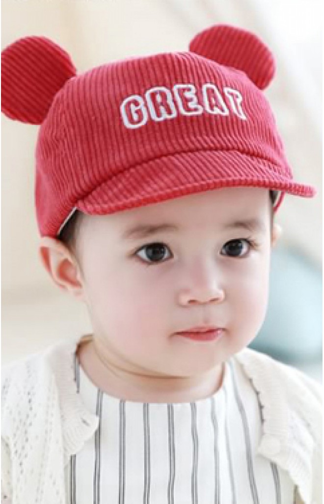 หมวกแก๊ปเด็กผ้าลูกฟูกแต่งหูปัก GREAT จาก TUTUYA หมวกแก๊ปเด็กผ้าลูกฟูกแต่งหูปัก GREAT จาก TUTUYA