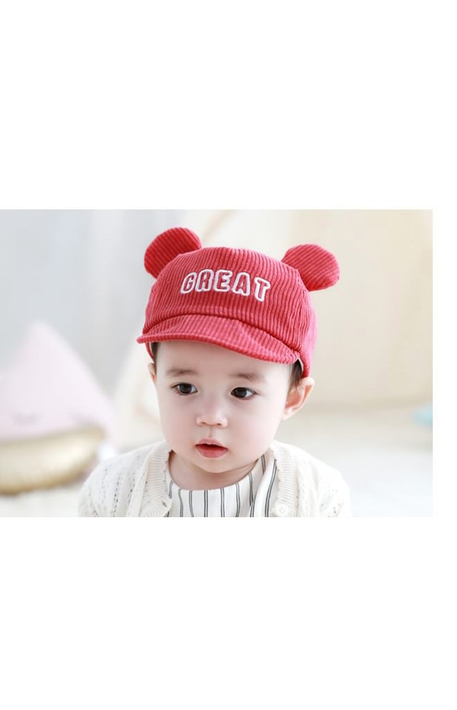 หมวกแก๊ปเด็กผ้าลูกฟูกแต่งหูปัก GREAT จาก TUTUYA