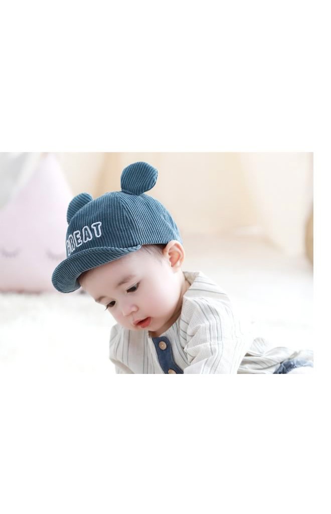หมวกแก๊ปเด็กผ้าลูกฟูกแต่งหูปัก GREAT จาก TUTUYA