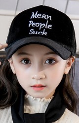 หมวกแก๊ปเด็กผ้ากำมะหยี่ ปัก Mean People Suck  จาก KUKUJI