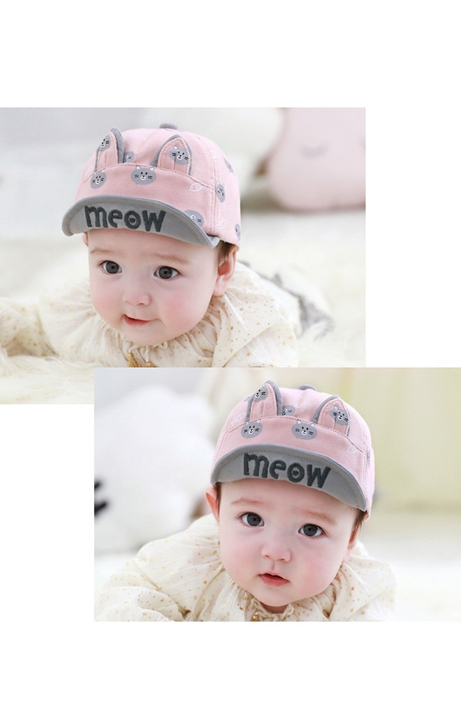 หมวกแก๊ปสกรีนแมวและปลา ใต้ปีกปัก meow จาก TUTUYA