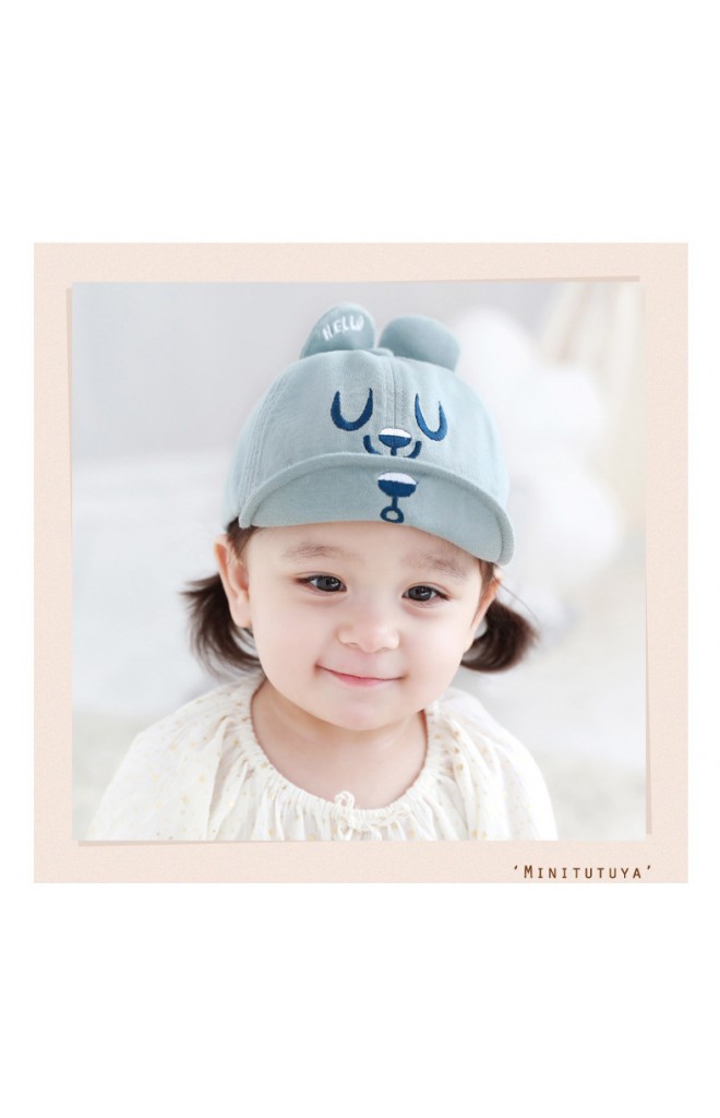 หมวกแก๊ปเด็กปักหน้าหมี หูปัก HELLO จาก TUTUYA