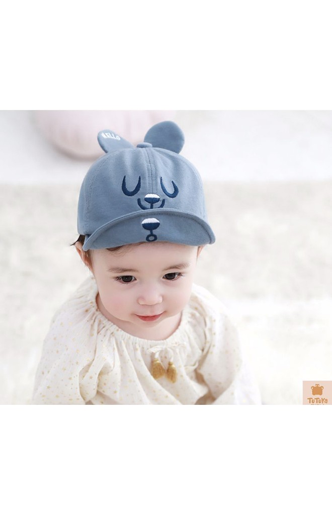 หมวกแก๊ปเด็กปักหน้าหมี หูปัก HELLO จาก TUTUYA