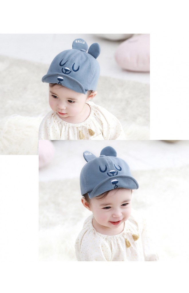 หมวกแก๊ปเด็กปักหน้าหมี หูปัก HELLO จาก TUTUYA