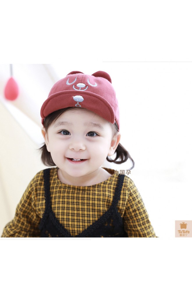 หมวกแก๊ปเด็กปักหน้าหมี หูปัก HELLO จาก TUTUYA