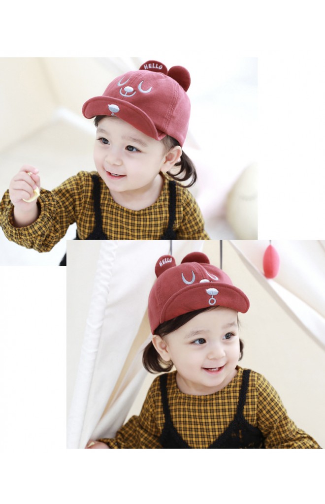 หมวกแก๊ปเด็กปักหน้าหมี หูปัก HELLO จาก TUTUYA