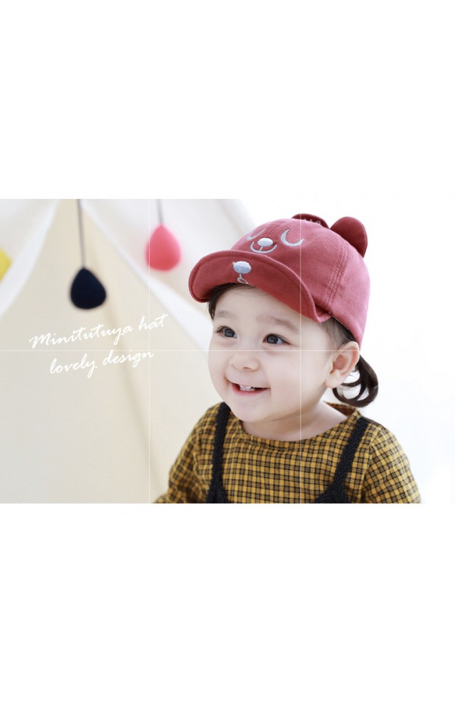 หมวกแก๊ปเด็กปักหน้าหมี หูปัก HELLO จาก TUTUYA