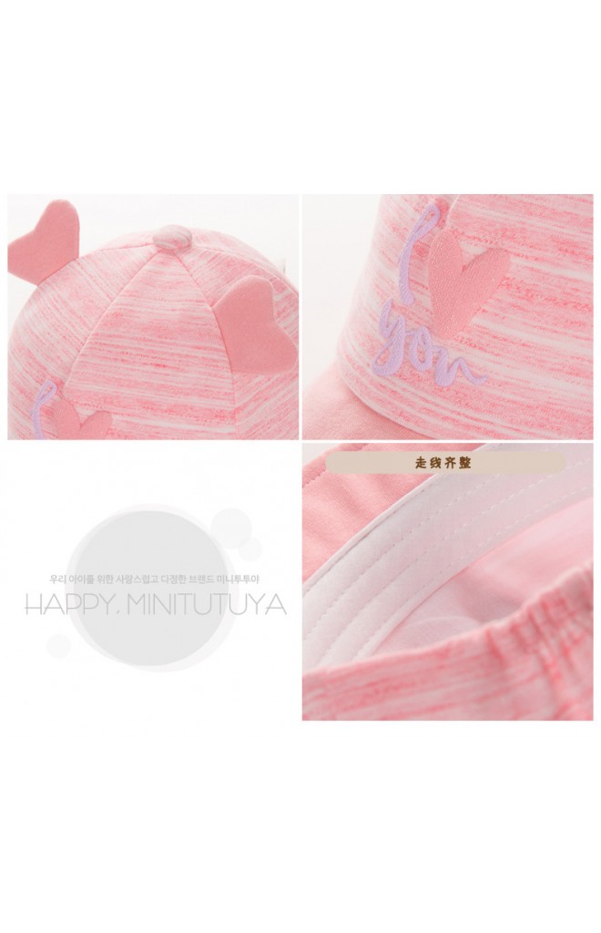 หมวกแก๊ปปีกอ่อน I love you แต่งหูหัวใจ TUTUYA