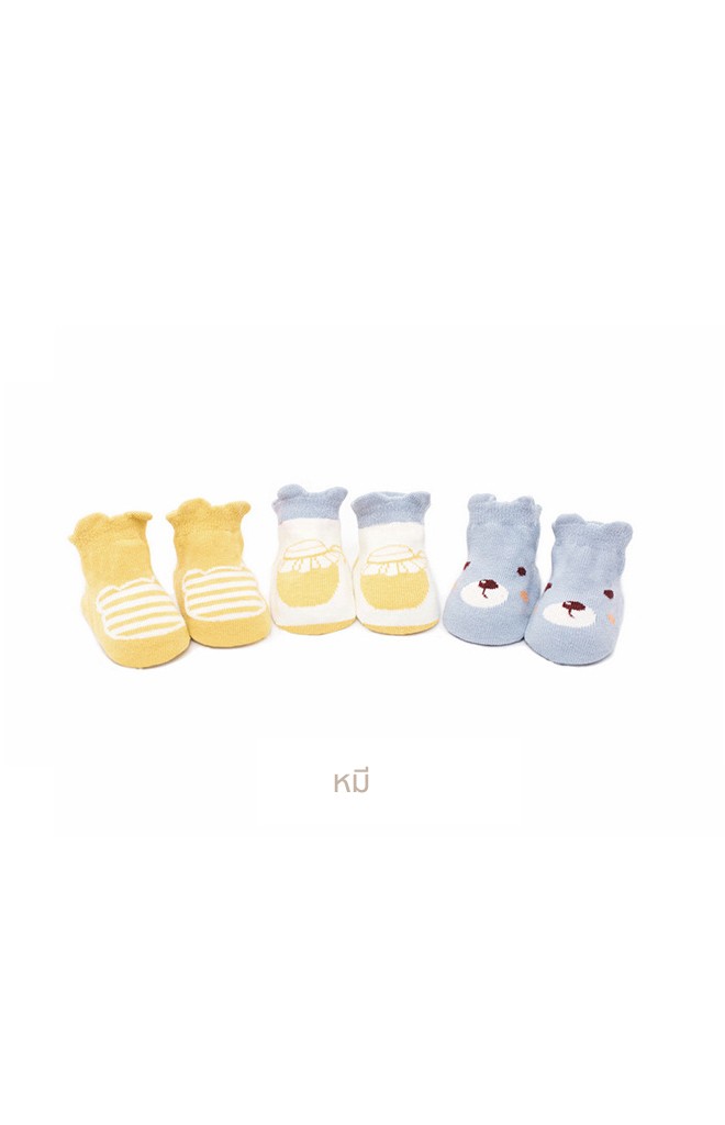 ถุงเท้าเด็กลายน่ารักๆ แพ็ค 3 คู่ สีสวย มีกันลื่น