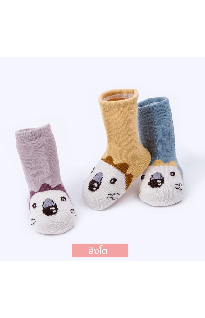 เซ็ตถุงเท้าเด็กลายสัตว์น่ารัก แพ็ค 3 คู่
