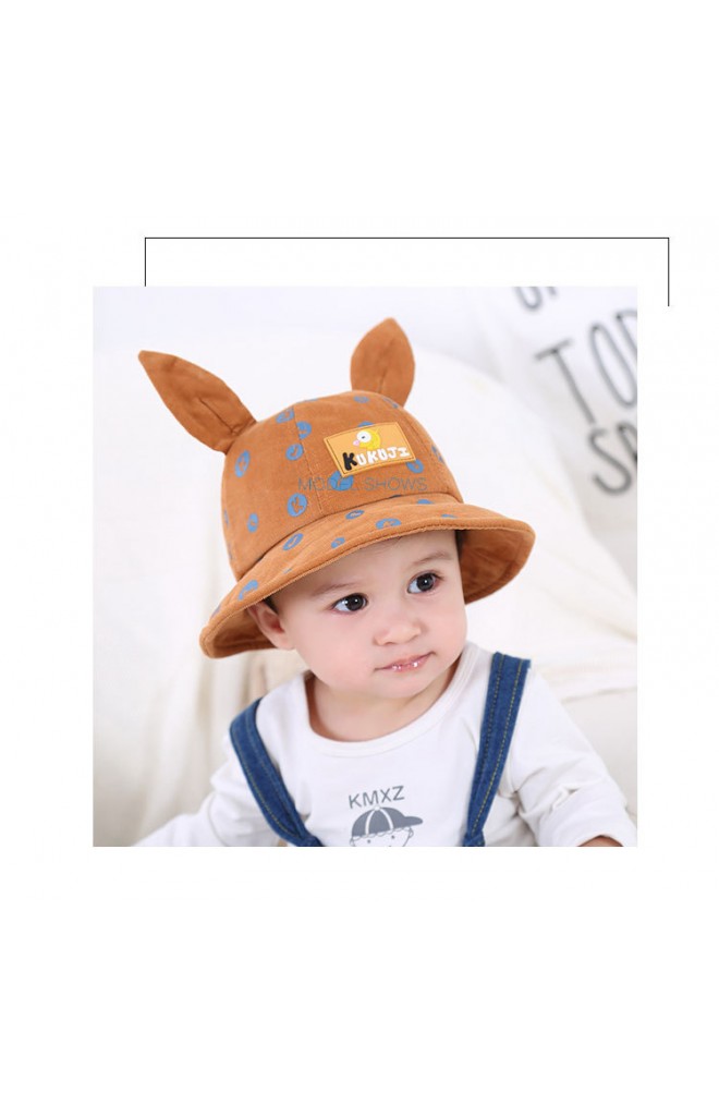 หมวก Bucket ผ้าลูกฟูกสกรีนอักษร K J แต่งหูจาก KUKUJI