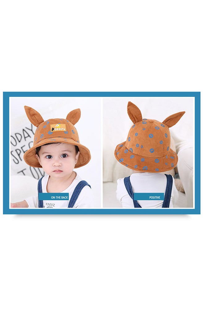 หมวก Bucket ผ้าลูกฟูกสกรีนอักษร K J แต่งหูจาก KUKUJI