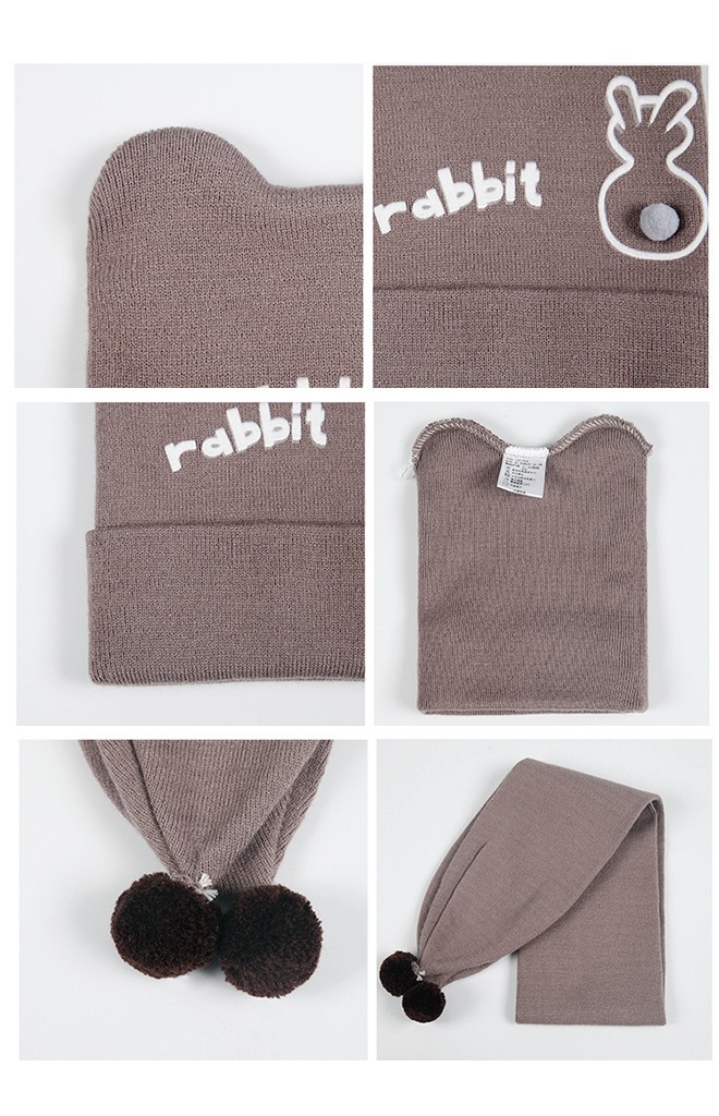 เซ็ตหมวกไหมพรมพร้อมผ้าพันคอ rabbit