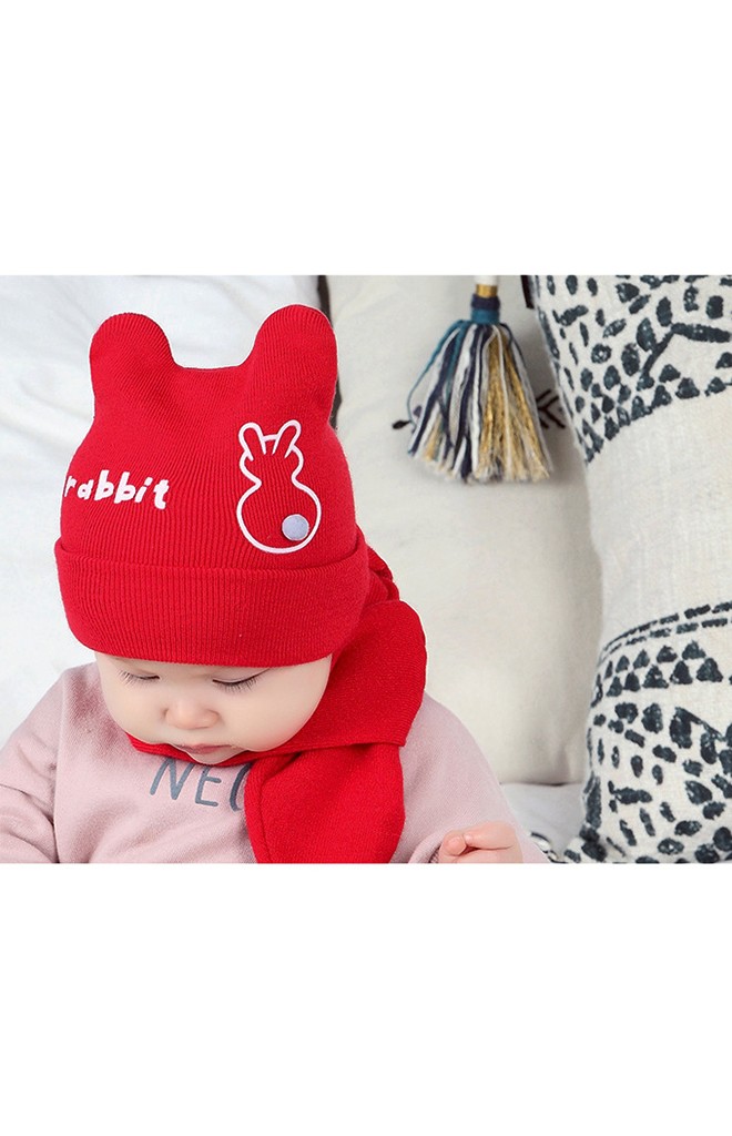 เซ็ตหมวกไหมพรมพร้อมผ้าพันคอ rabbit