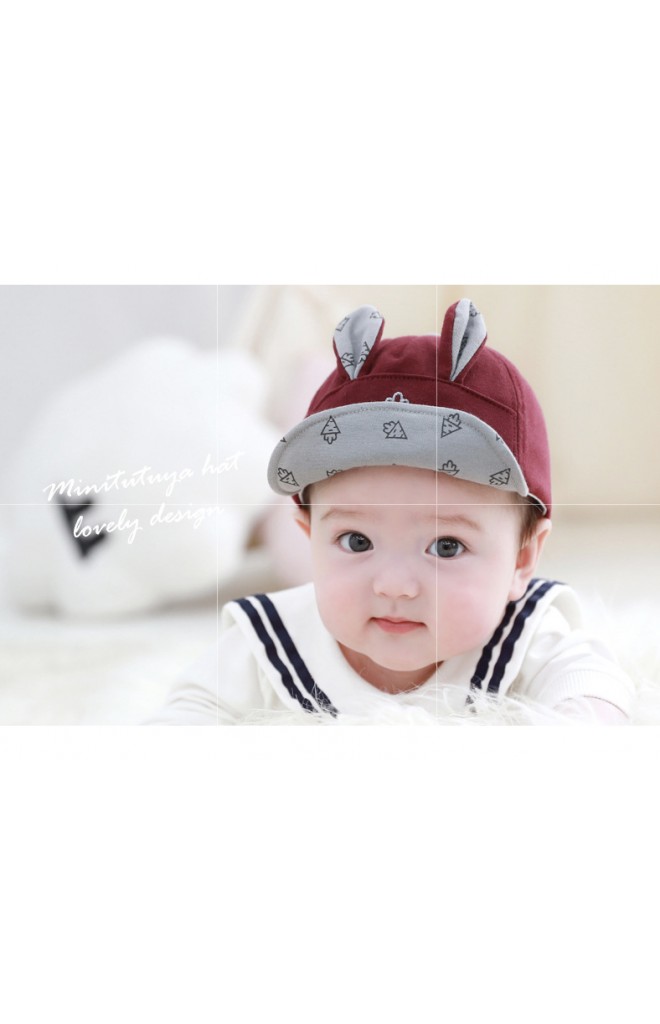 หมวกแก๊ปเด็กแต่งหูกระต่ายเล็กปักแครอท TUTUYA