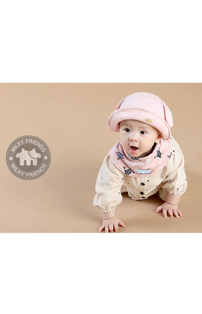 หมวกปีกรอบแต่งหู ปัก MiLKY FRiENDS