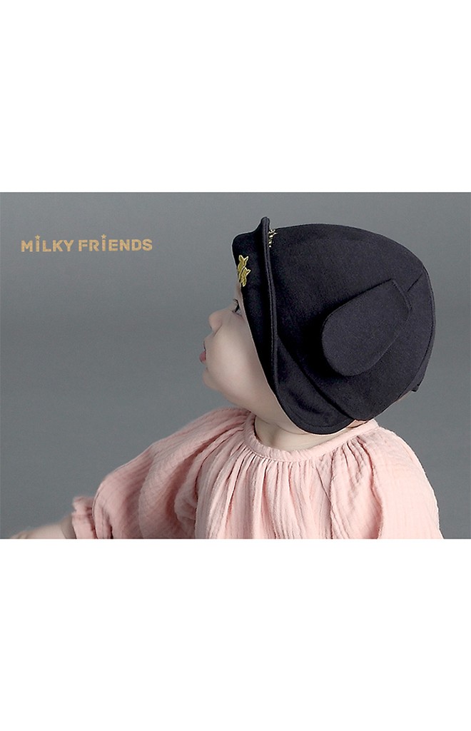 หมวกปีกรอบแต่งหู ปัก MiLKY FRiENDS