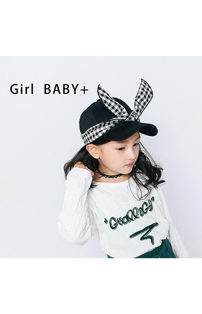 หมวกแก๊ปสาวน้อยพร้อมผ้าคาดโบว์กระต่าย