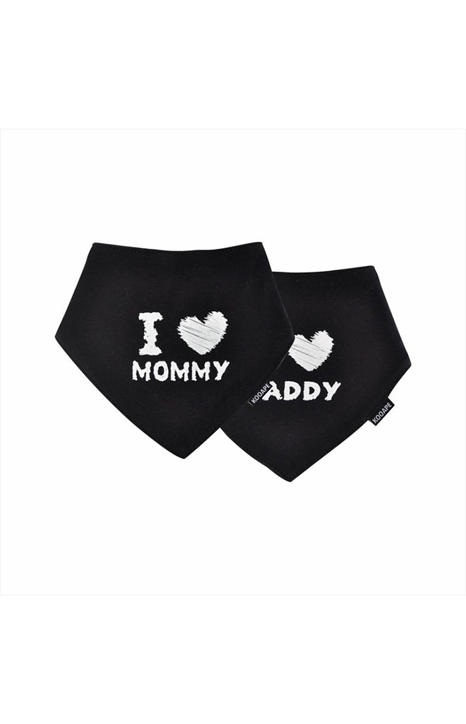 ผ้ากันเปื้อนสามเหลี่ยมเซ็ต 2 ชิ้น ลาย I LOVE DADDY & MOMMY
