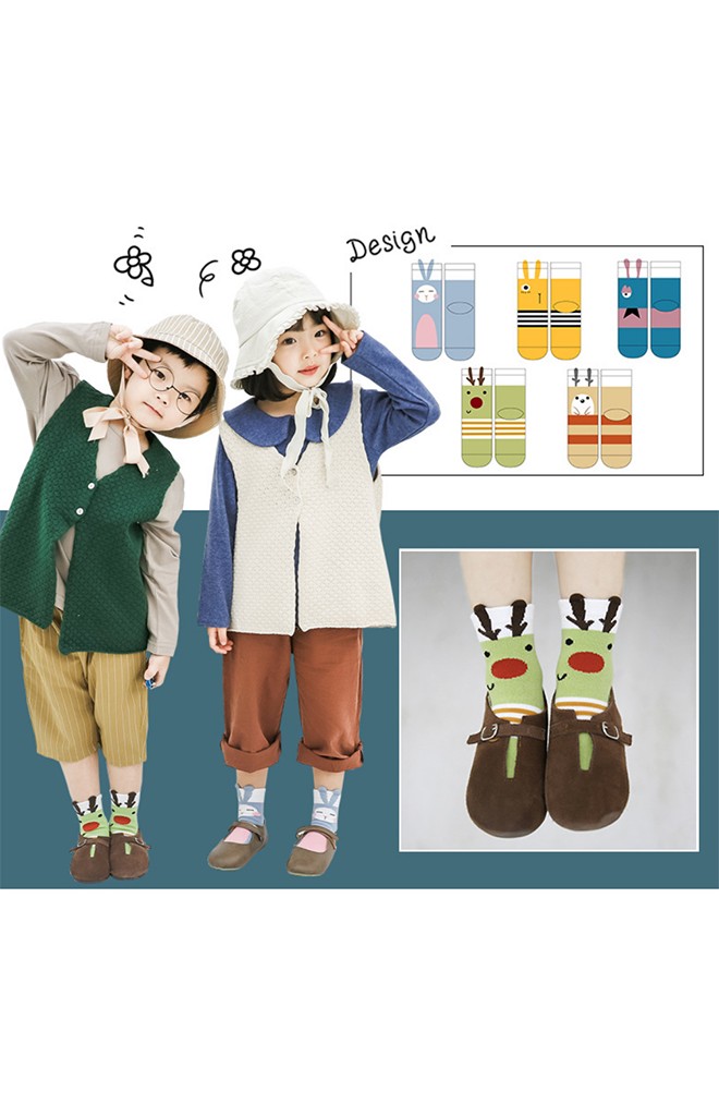 ถุงเท้าเด็กลายสัตว์น้อยเขาและหูยาว