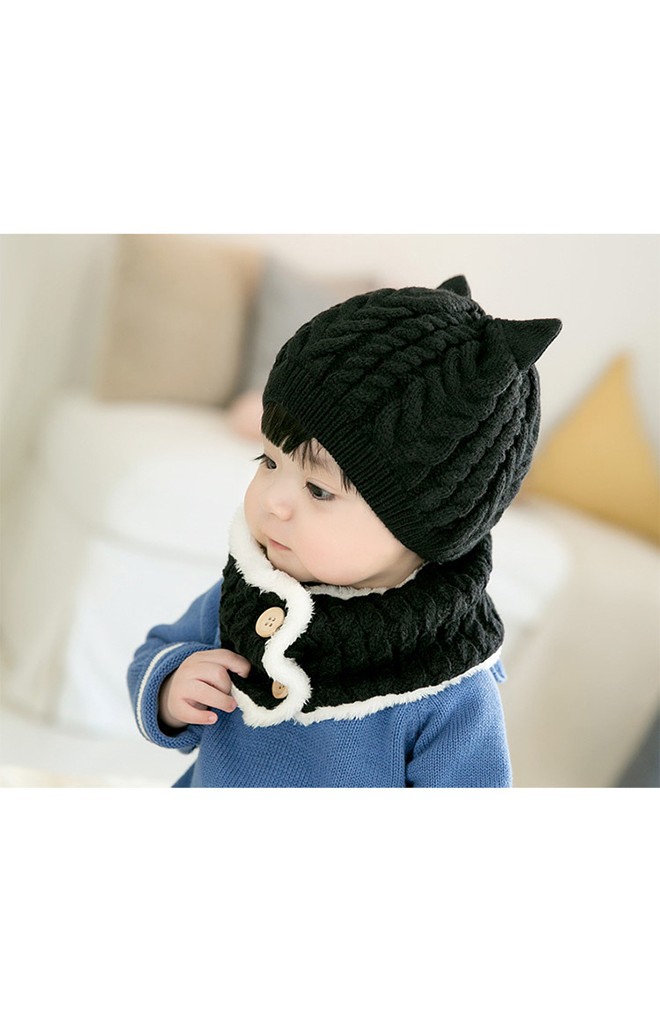 เซ็ตหมวกไหมพรมแต่งหูแหลม มาพร้อมผ้าพันคอ GZMM