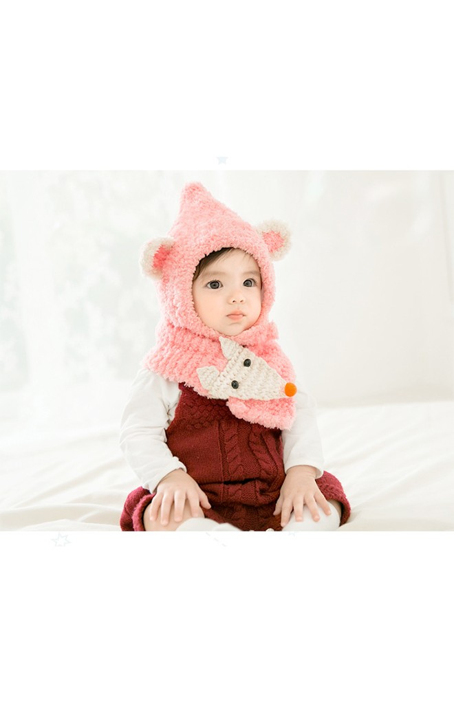 เซ็ตหมวกหูแหลมแต่งหูมาพร้อมผ้าพันคอหน้าจิ้งจอก GZMM