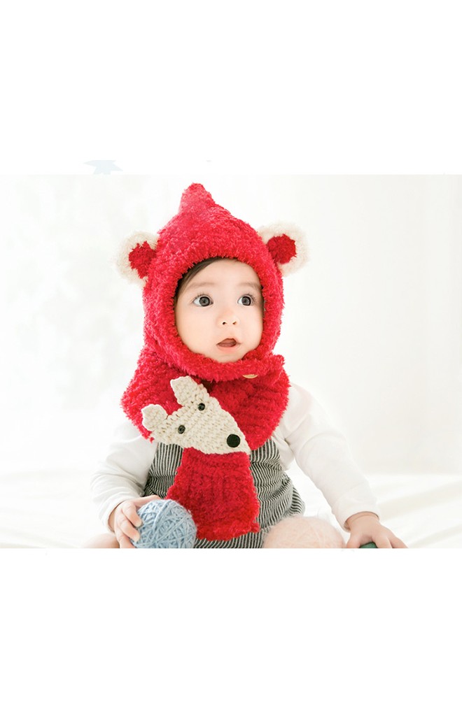 เซ็ตหมวกหูแหลมแต่งหูมาพร้อมผ้าพันคอหน้าจิ้งจอก GZMM