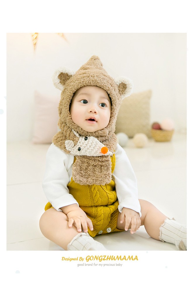 เซ็ตหมวกหูแหลมแต่งหูมาพร้อมผ้าพันคอหน้าจิ้งจอก GZMM