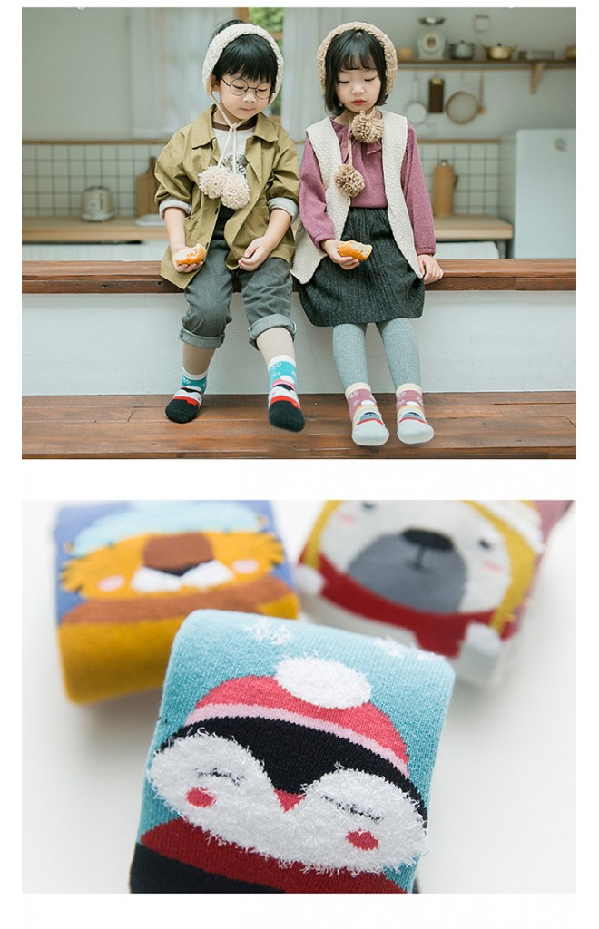 ถุงเท้าเด็กเซ็ตปีใหม่(C023) แบบหนาแพ็ค 3 คู่ ลายสัตว์น่ารัก