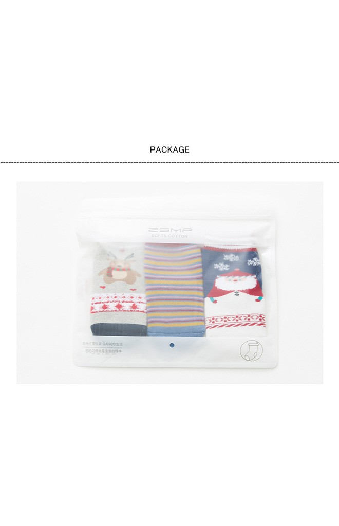 ถุงเท้าเด็กเซ็ตปีใหม่(C030) แบบหนาแพ็ค 3 คู่ สีน้ำเงิน เทา และ ลายขวาง