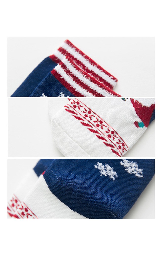 ถุงเท้าเด็กเซ็ตปีใหม่(C030) แบบหนาแพ็ค 3 คู่ สีน้ำเงิน เทา และ ลายขวาง