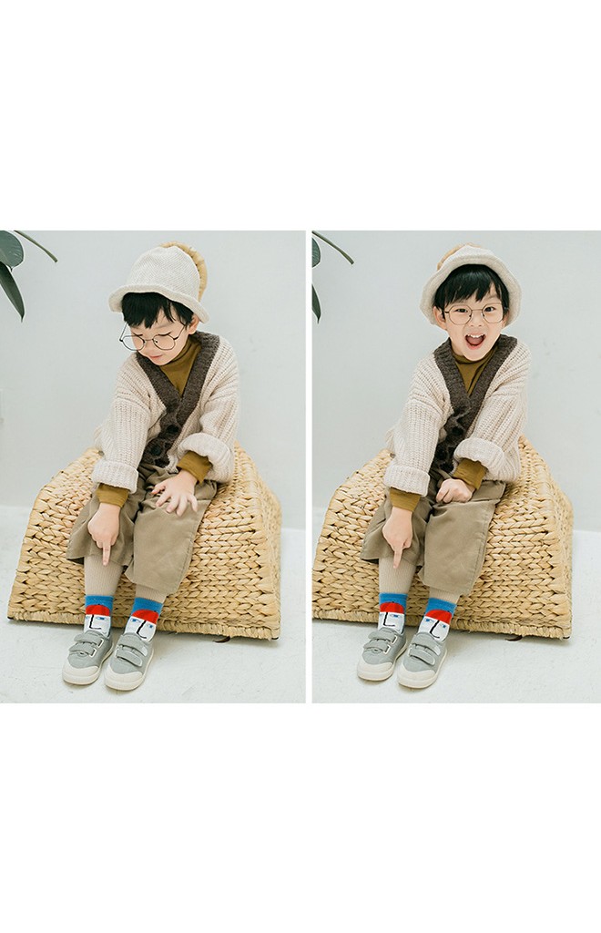 ถุงเท้าเด็กน่ารัก(C034) แบบหนาแพ็ค 3 คู่ โทนแดง-เหลือง-น้ำเงิน