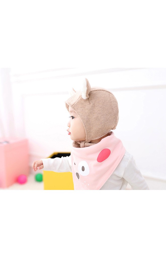 หมวกผูกคางแต่งหูเล็กผ้าขนฟูน่ารัก
